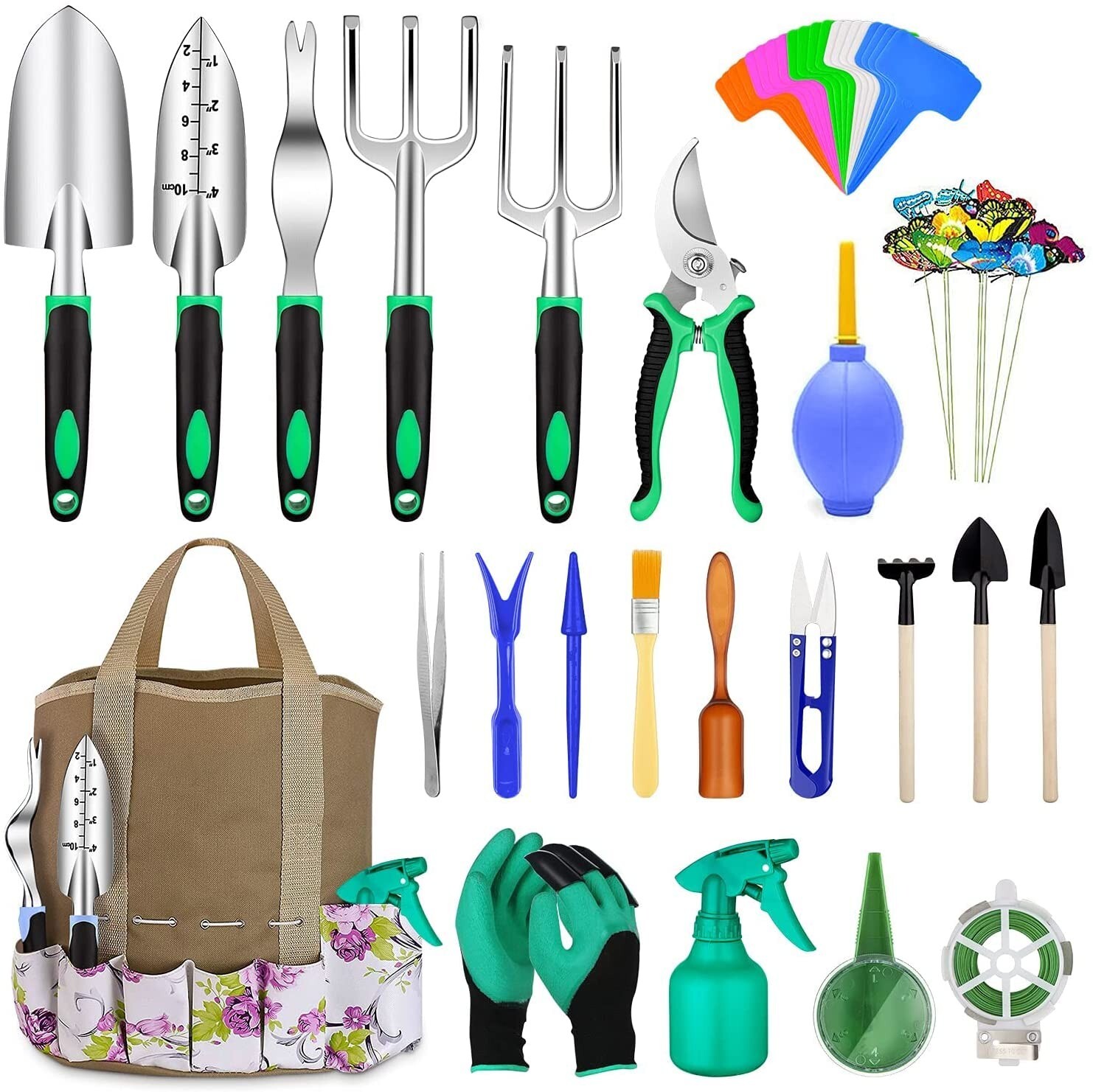 82pack Heavy Duty Garden Tools Aluminum w/ Soft Rubberized Handle w/ Storag Bag