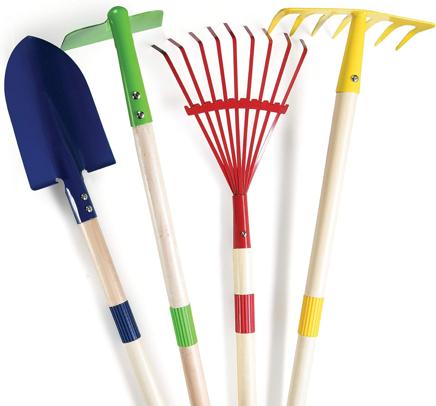 Play22 Kids Garden Tool Set Toy 4-Piece – Shovel, Rake, Hoe, Leaf Rake, Wooden G