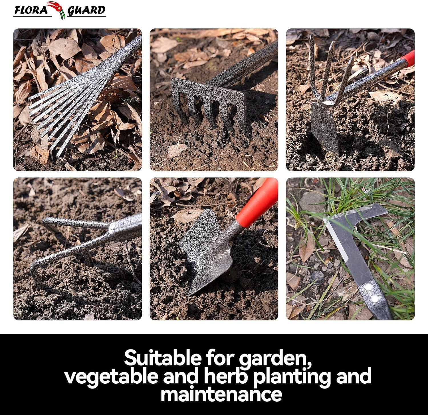 6-Piece Garden Tool Set, Heavy Duty Gardening Hand Tools,Includes Trowel, Rak…