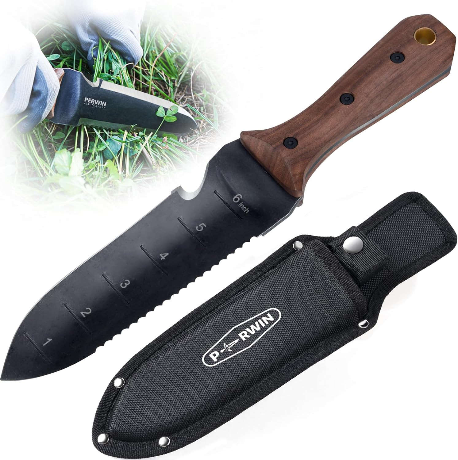 Hori Hori Garden Knife, Garden Tools with Sheath for Weeding,Planting,Digging, 7