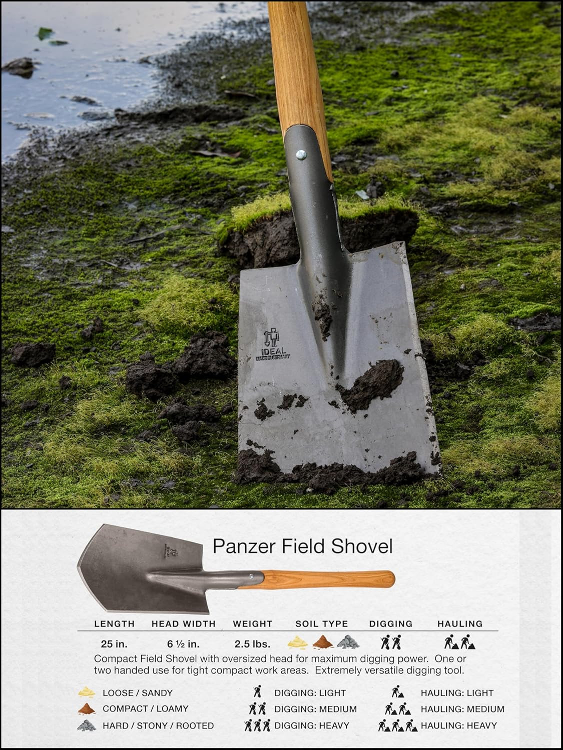 Small Garden Tool Set Collection – 4 Piece Set – Panzer Field Shovel, Heidelberg