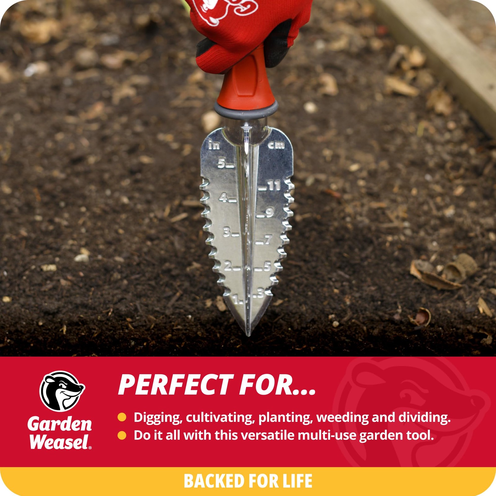 Multi-Use Transplanter Tool for Digging, Cultivating, Planting, Weeding