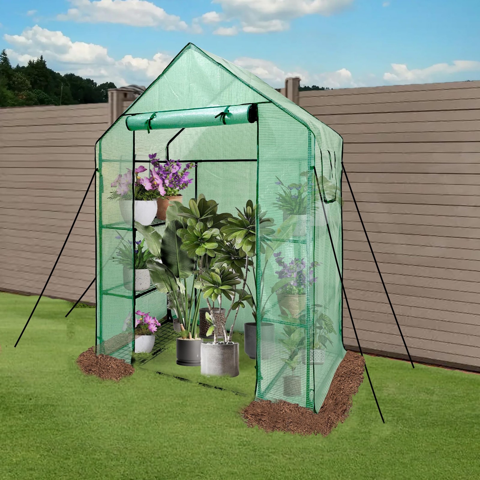 Heyfurni Walk In Greenhouse Shelveswalk-In Plant Green House Durable Green Pe