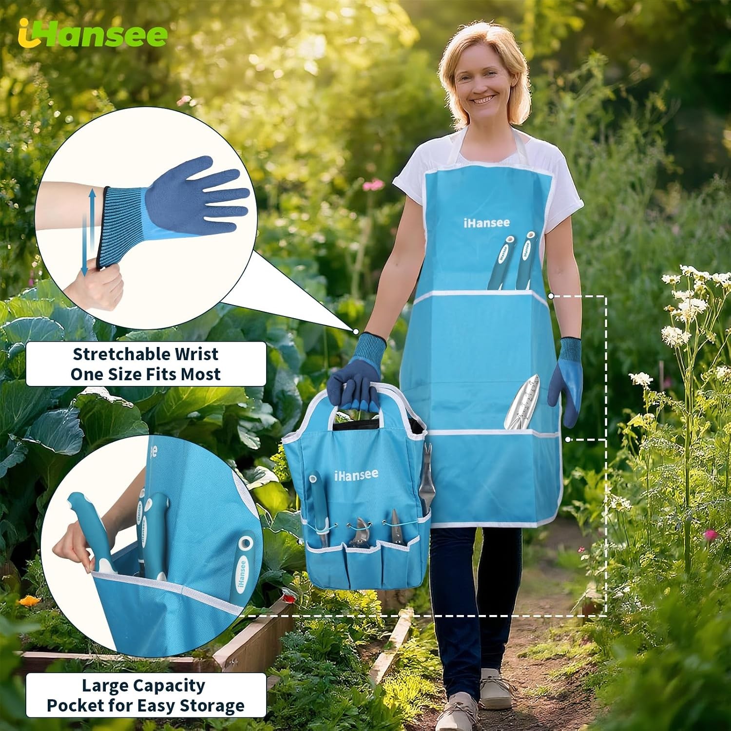 12Pcs Blue Garden Tool Set Aluminum Tools Storage Bag Gift For Women