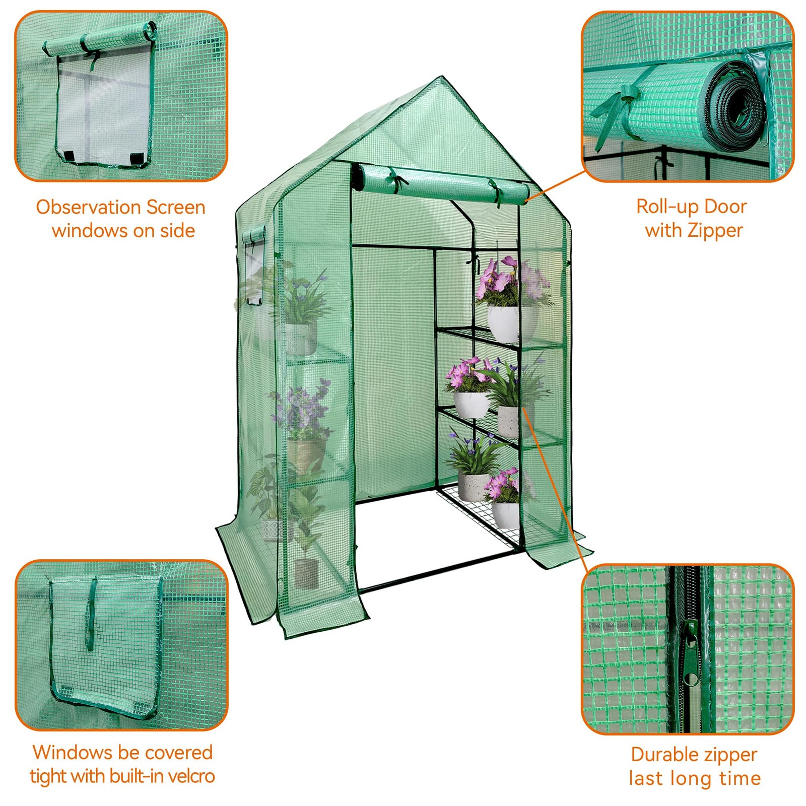 Heyfurni Walk In Greenhouse Shelveswalk-In Plant Green House Durable Green Pe