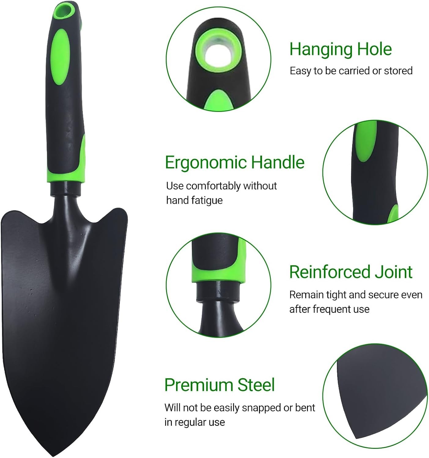 Garden Tools Set, 3 Pack Heavy Duty Gardening Kit Including Garden Shovel, Trans