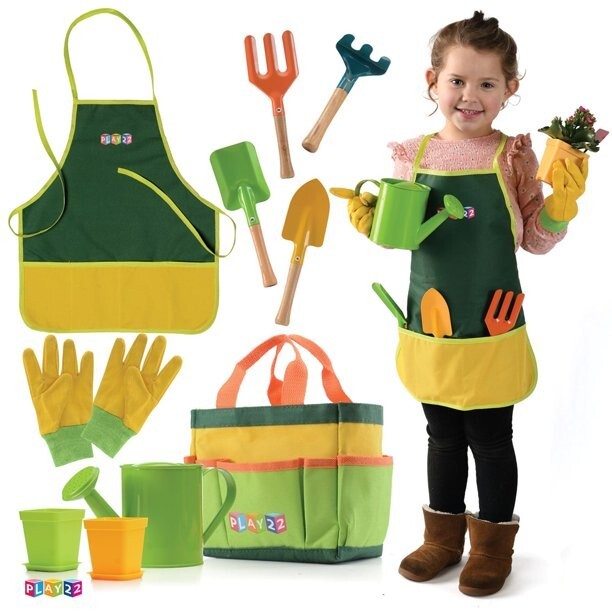 Kids Gardening Tool Set 12 PCS with Watering Can and Tote Bag