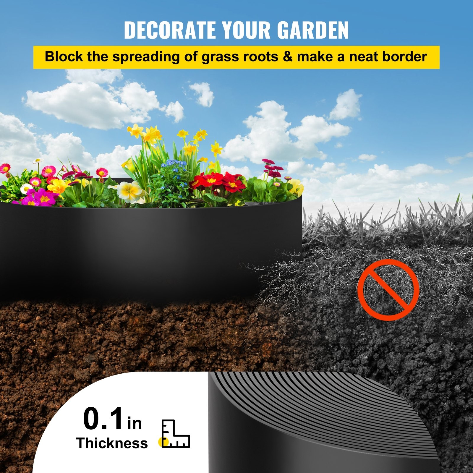 Landscape Edging,10 inch Depth 40 ft Total Length,Recycled HDPE Coiled Terrace B