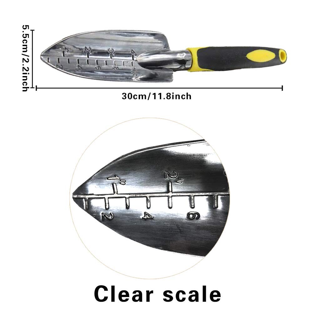 Garden Trowel Hand Shovel Aluminium Alloy Ergonomic Yellow 30cm Planting Weeding