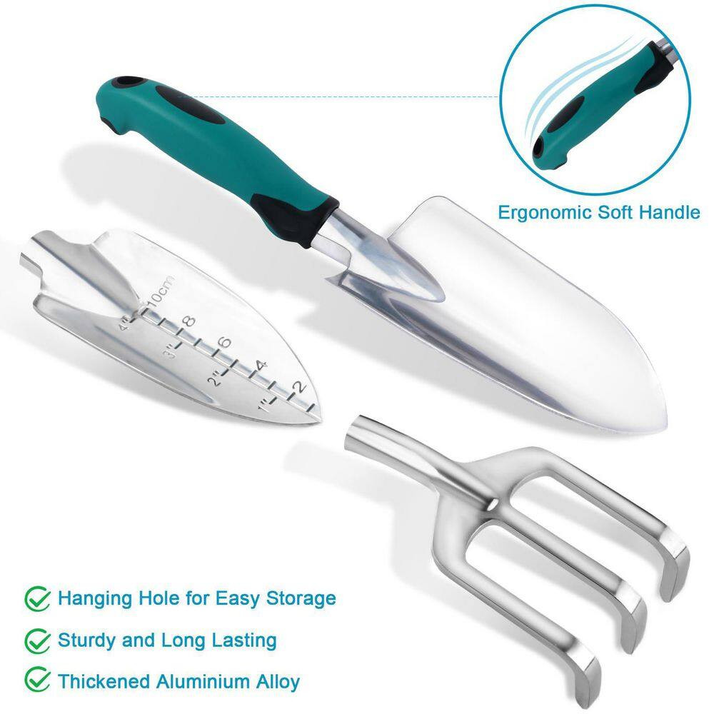 7 Piece Garden Tool Set with Repotting Mat, Heavy Duty Ergonomic Handle Tools an