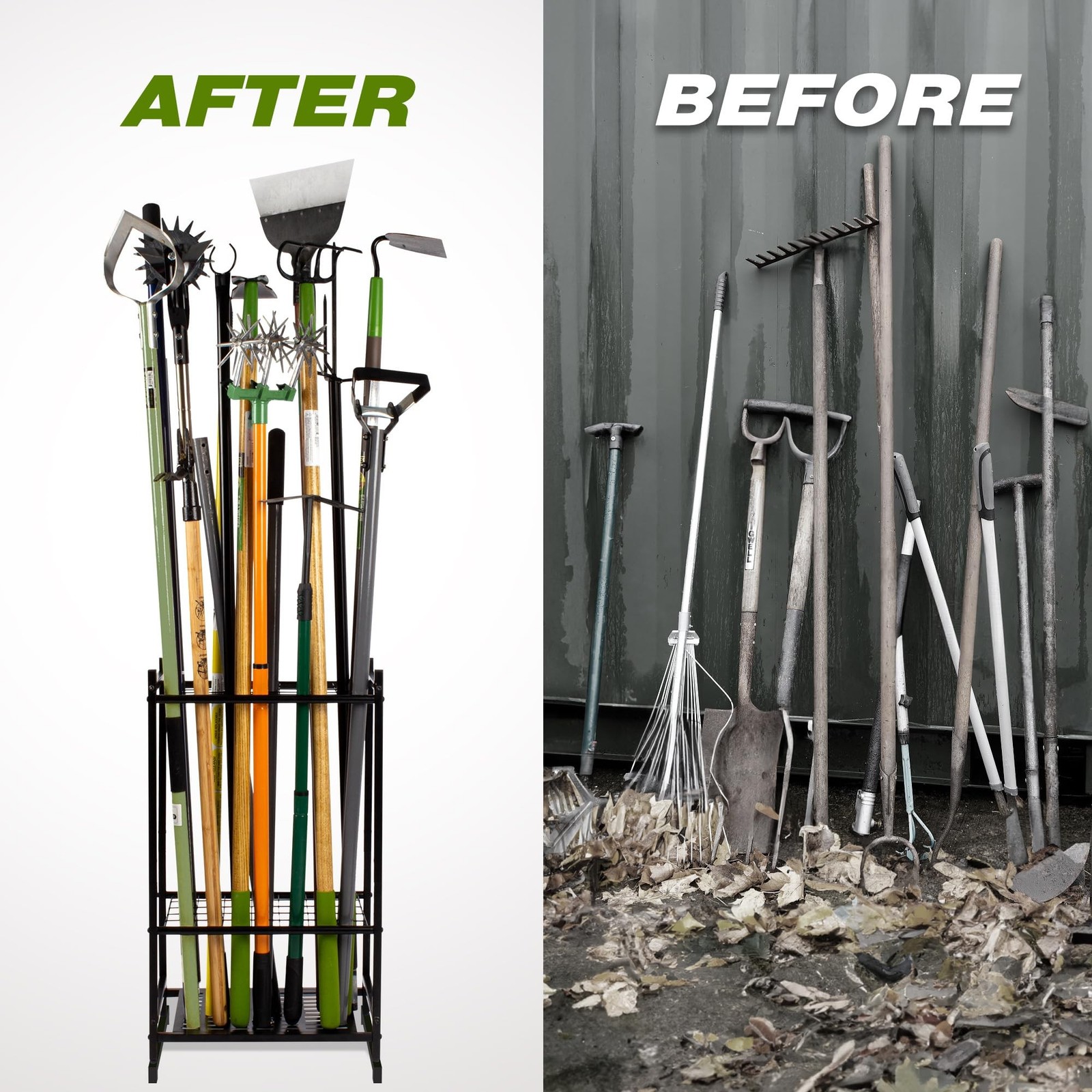 Garden Tool Organizer, Yard Tool Tower Rack for Garage Organization and Stora…