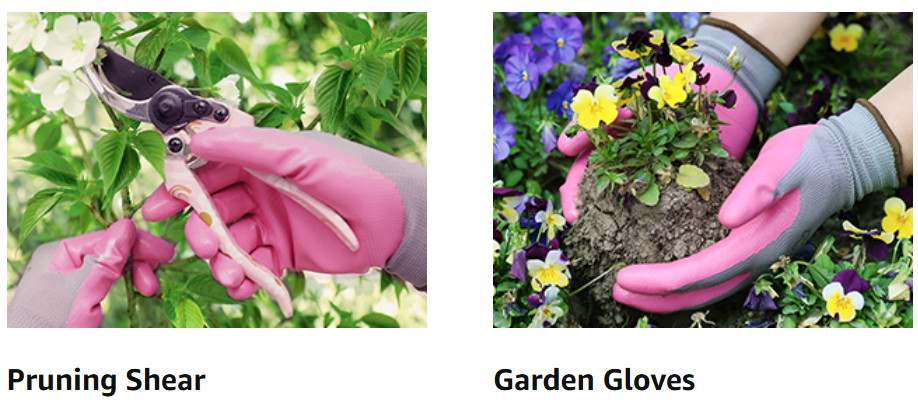 Aluminum Garden Tool Set, 4-PCS, Hand Garden Tools, Trowel, Rake, Pruner, Gloves