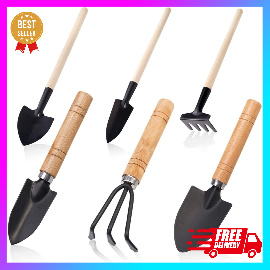 Small Garden Tool Set, 6 Pieces Iron Gardening Kit Including Hand Shovel, Transp