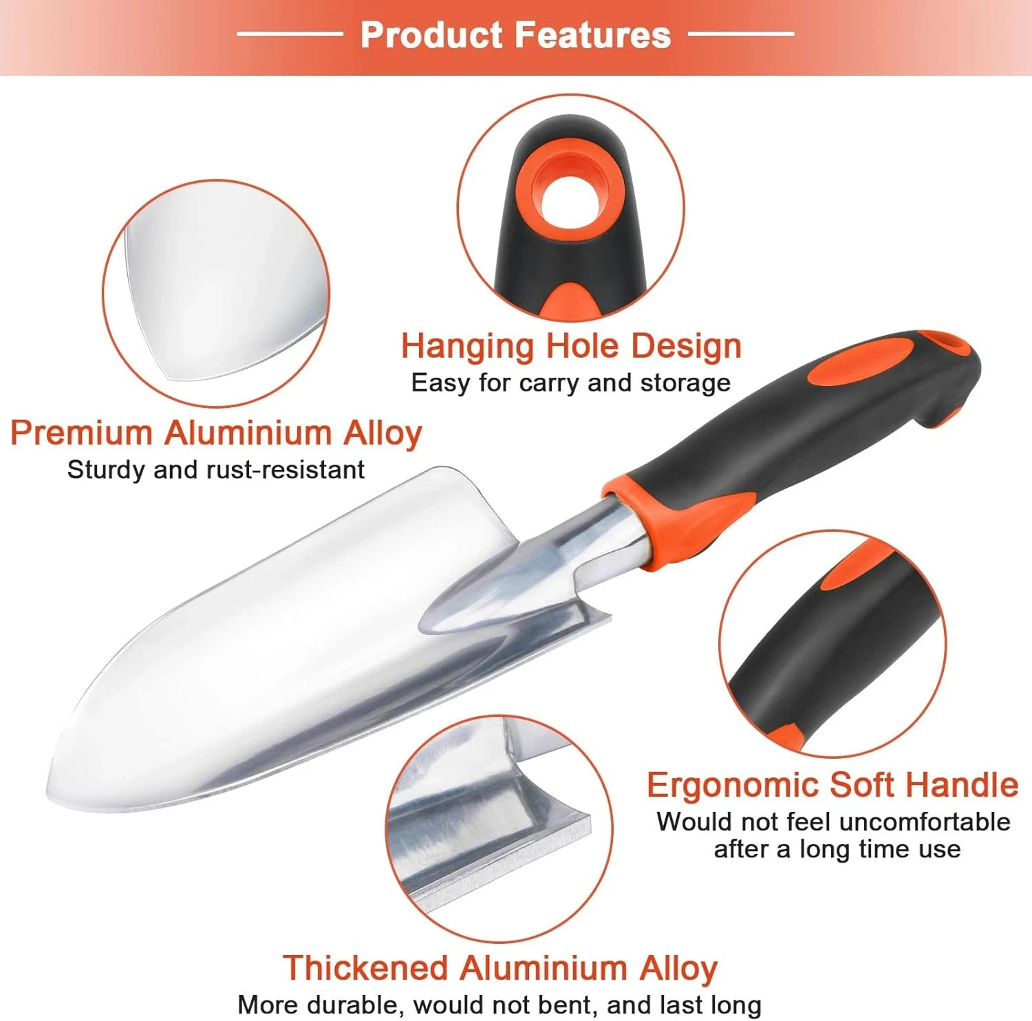 Garden Shovel Garden Hand Trowel, Heavy Duty Hand Shovel with Ergonomic Handle,
