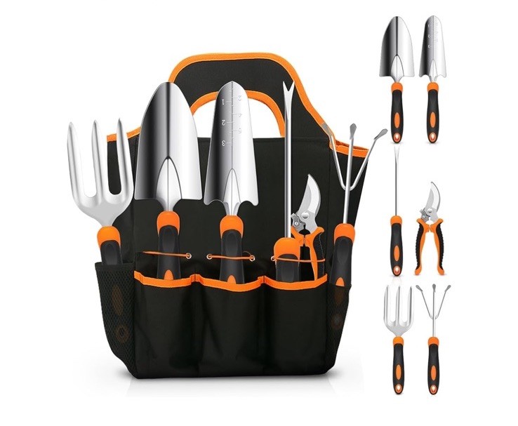 Outdoor Garden Tool Set, 7 Piece Stainless Steel Rust-Proof Heavy Duty Tools W5