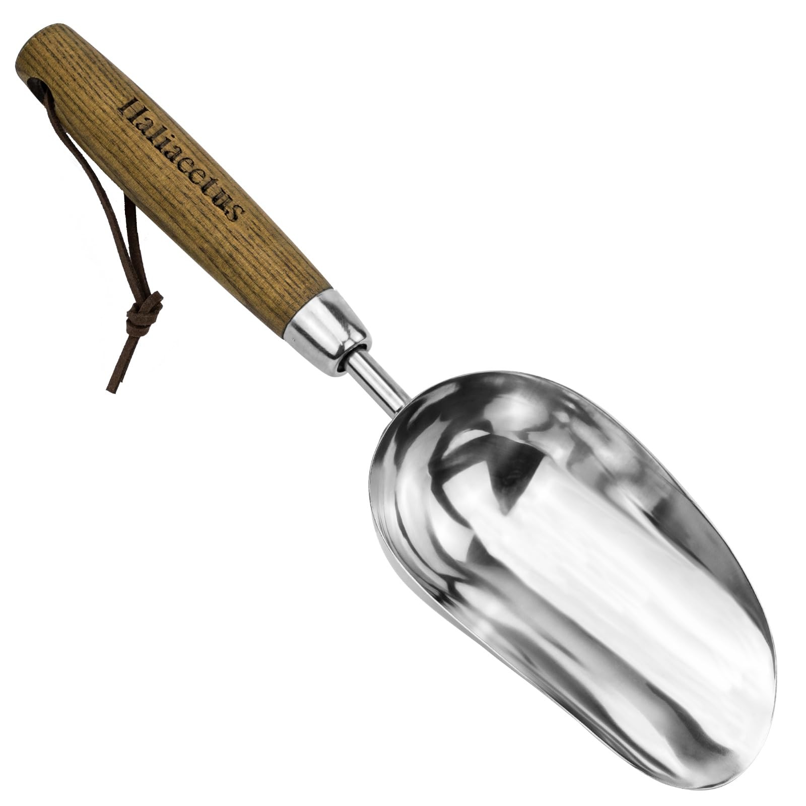 Stainless Steel Garden Scoop – 1 Cup Potting Soil Shovel with Wood Handle