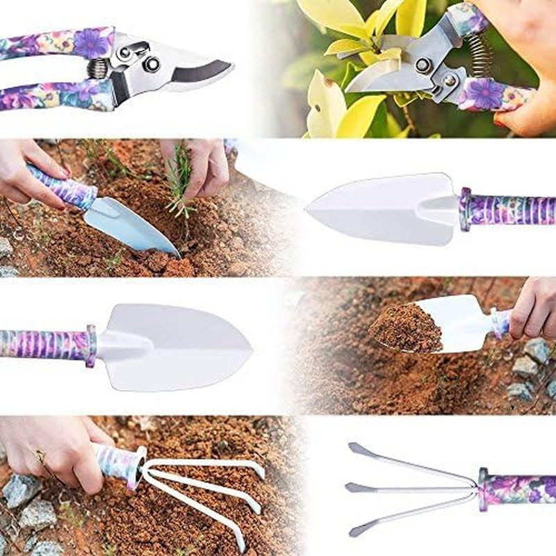 Gardening Tools,5 Pieces Garden Tools with Floral Print, Ergonomic Handle Trowel