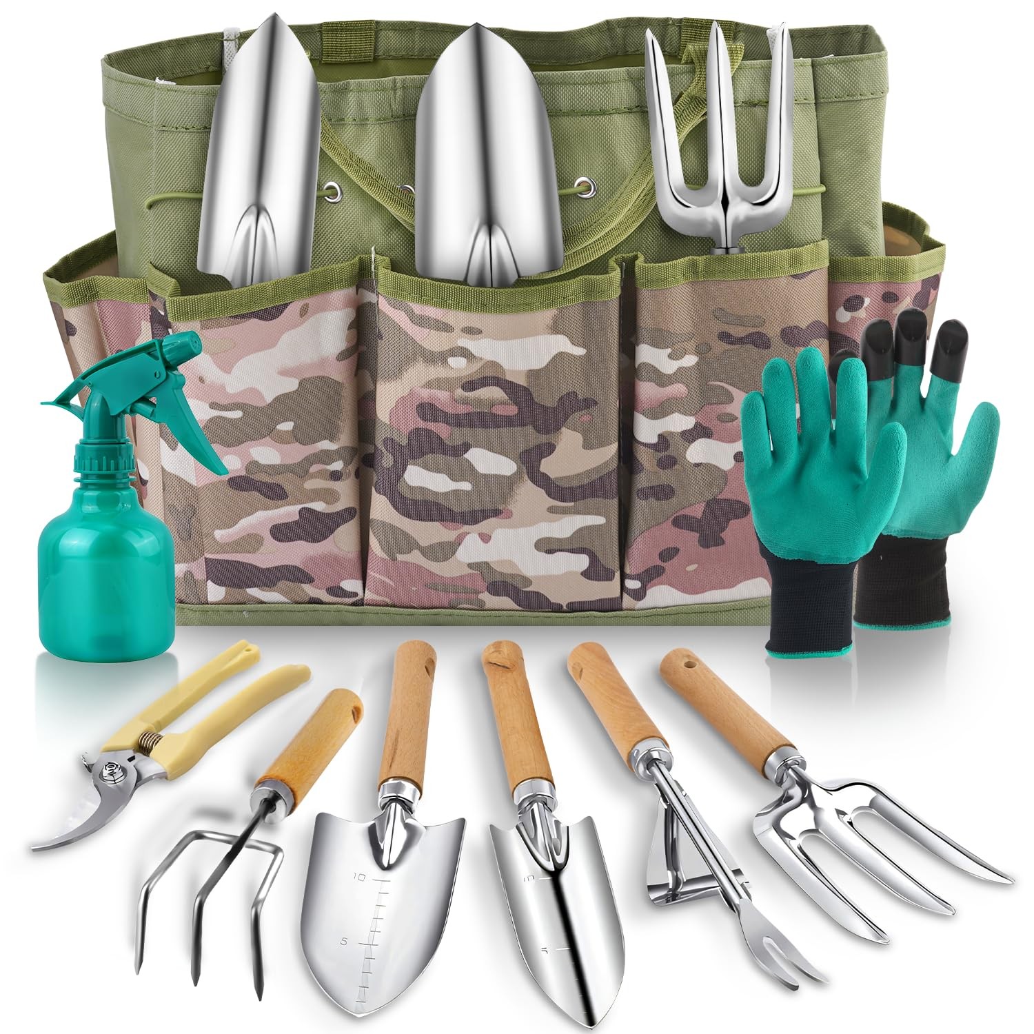 9~Piece Heavy Duty Gardening Tool Set with Gloves and Organizer Bag
