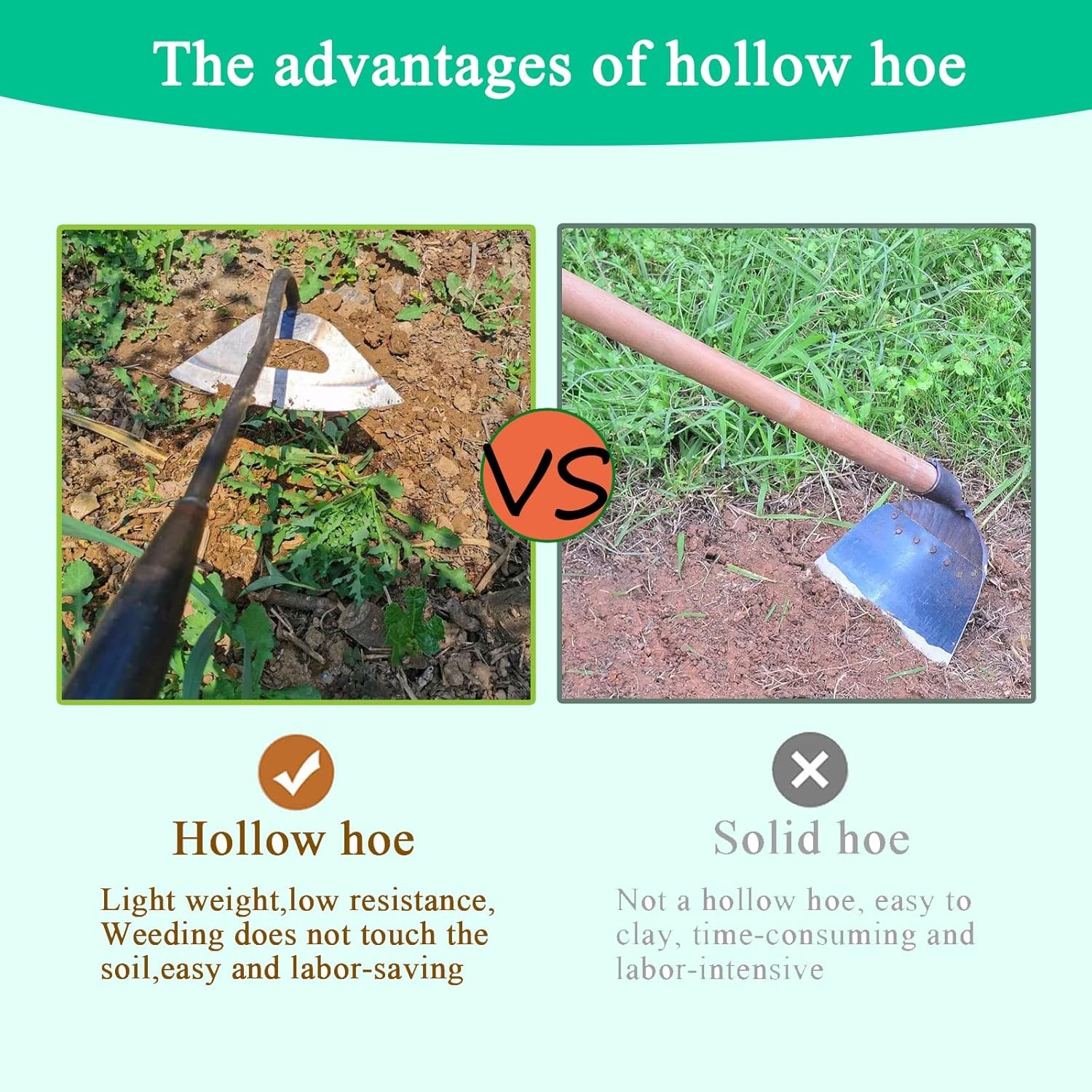 Garden Hoe All-Steel Hardened Hollow Hoe Sharp Durable Garden Weeding Tools