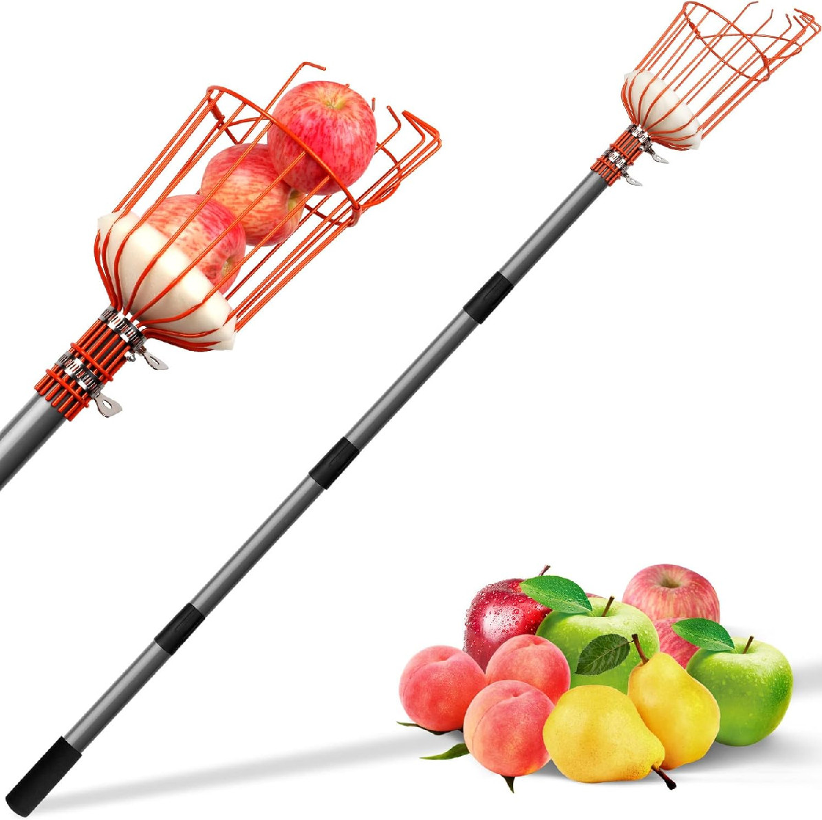 156″ Long handle Fruit apple mango orange Picker grabber Catcher tool Big Basket