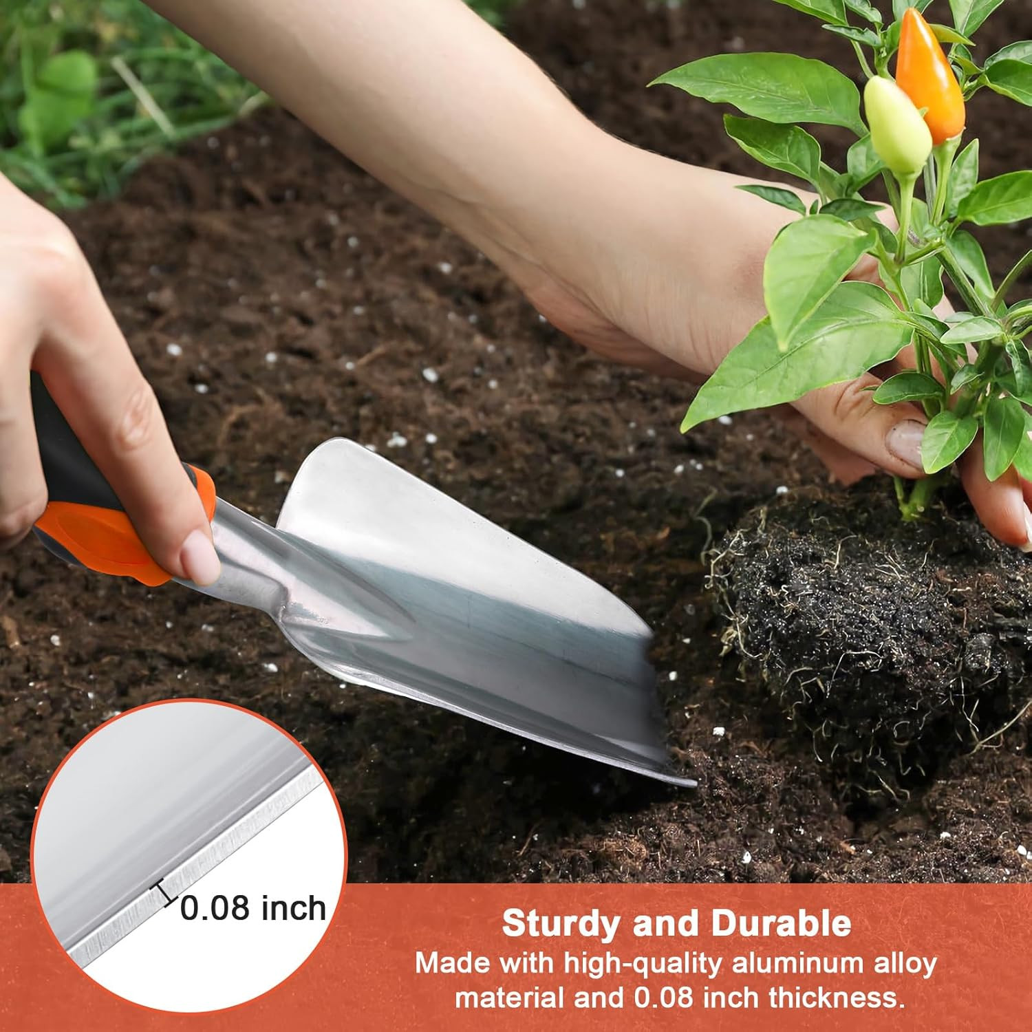 Garden Shovel Garden Hand Trowel, Heavy Duty Hand Shovel with Ergonomic Handle,