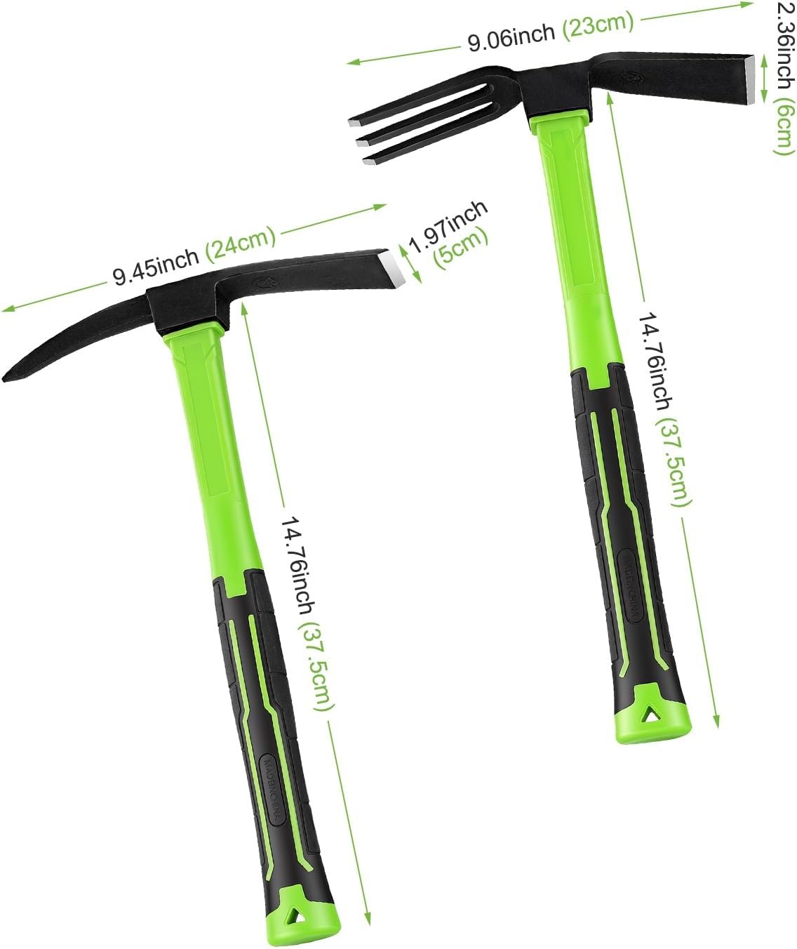 2-Piece Garden Hoe Cultivator Set 15 Inch Carbon Steel Weeding