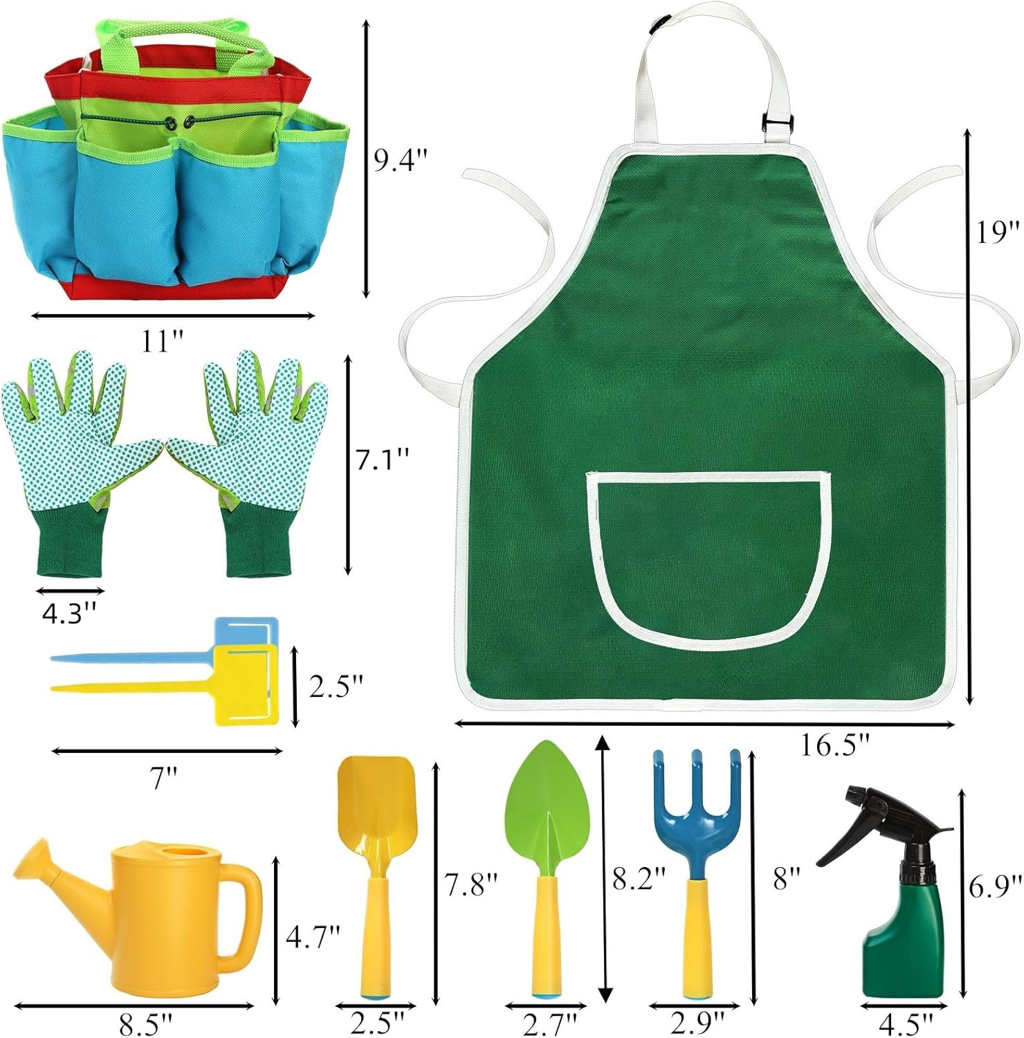 9PCS Kids Garden Tools Set,Boys Girls Gardening Kit Tools Including Watering Can