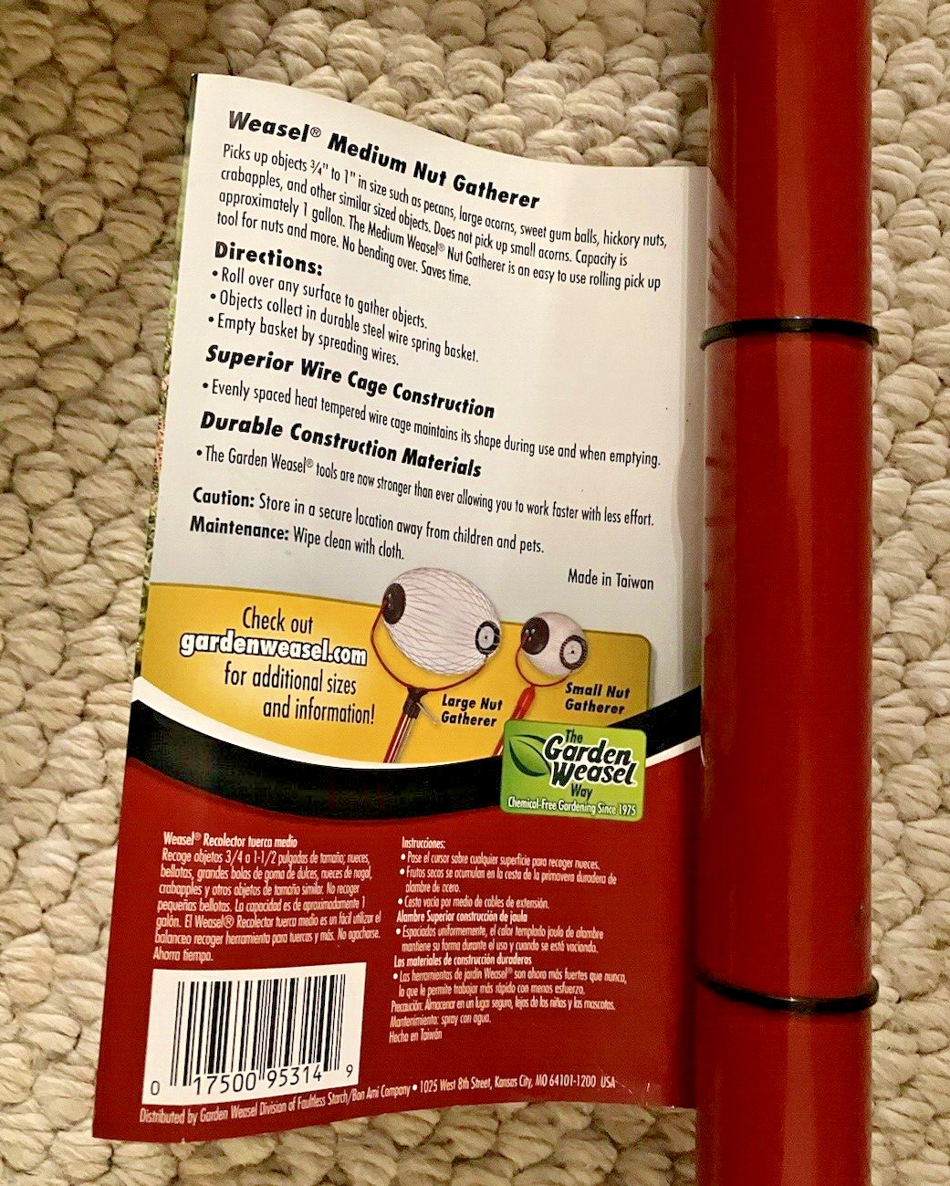 NEW Garden Weasel Medium Nut Gatherer 47.5” Long