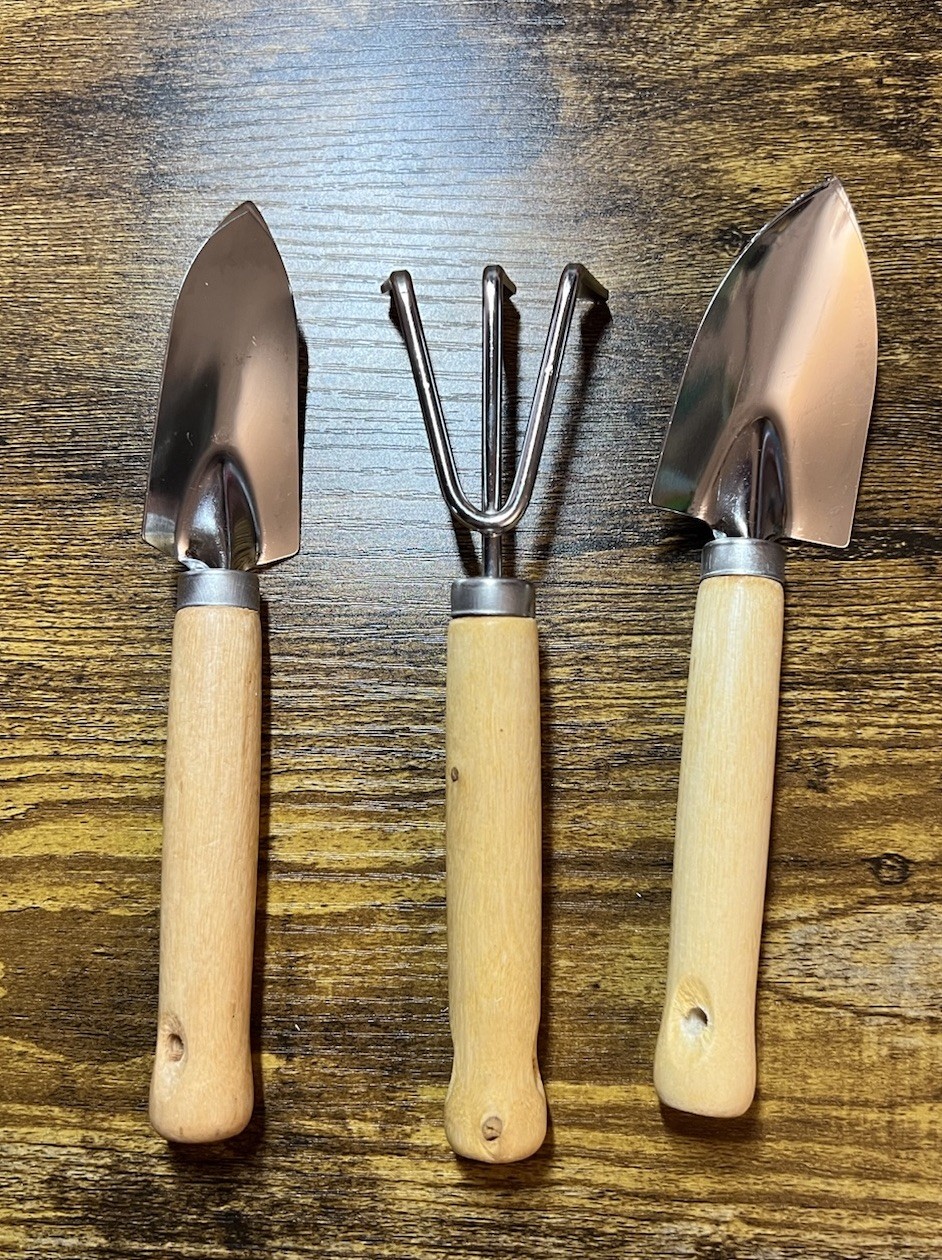 Porch Goose Accessory 3 Pcs Mini Garden Tool Set Metal & Wood Summer Decor