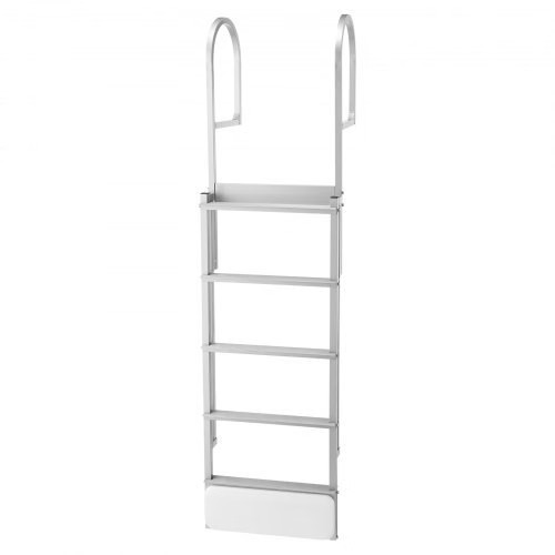 Retractable Dock Ladder, 5 Steps, Aluminum Alloy Pontoon Boat Swim Ladder with A