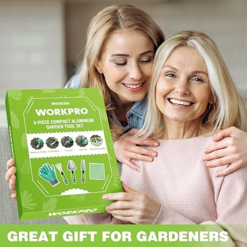 WORKPRO 5PCS Aluminum Garden Tool Set, Powder Coating Compact Gardening Tool …