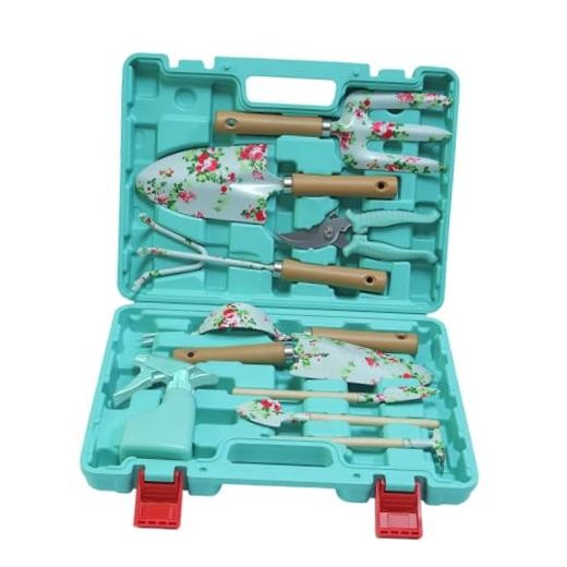 Light Green Gardening Set, 10-Piece Garden Tool Kit with Trowel, Hoe, Shovel
