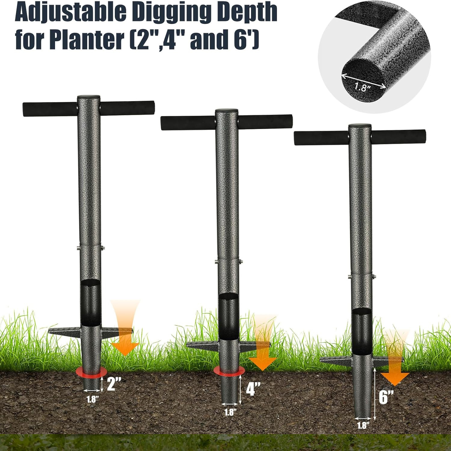 Bulb Weed Planter with 33.5″ Long Handle Tools for Soil Planting Weed Dig Hole