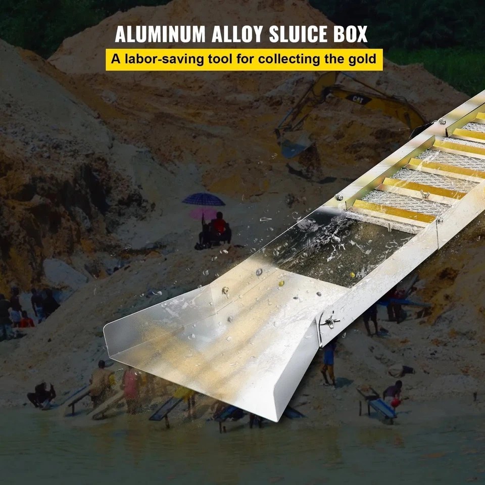 Folding Aluminum Alloy Sluice Box, Compact 50″ Sluice Boxes for Gold Lightweight