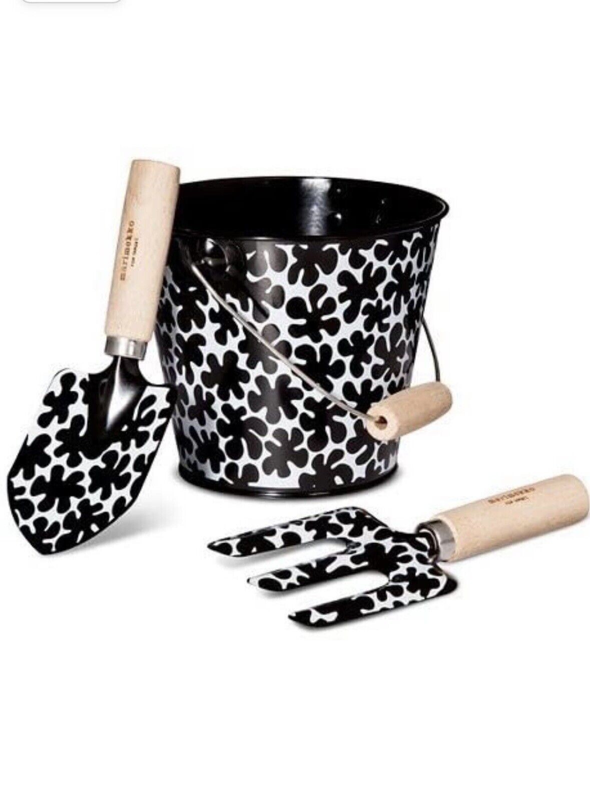 MARIMEKKO Target 3 piece kids’ gardening tool set Paprika print black white NEW
