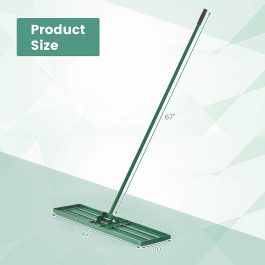 42 x 10 Inch Lawn Leveling Rake with Ergonomic Handle-Green – Color: Green