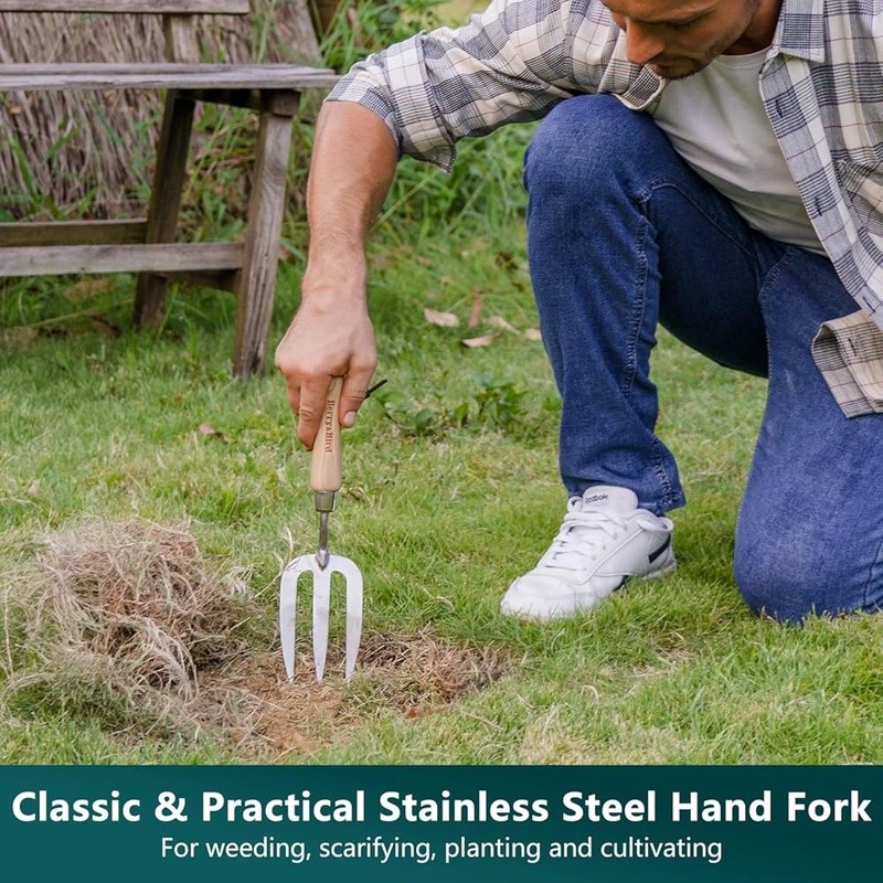 3PCS Stainless Steel Gardening Tool Set Hand Trowel Fork Weeder Durable Tools US