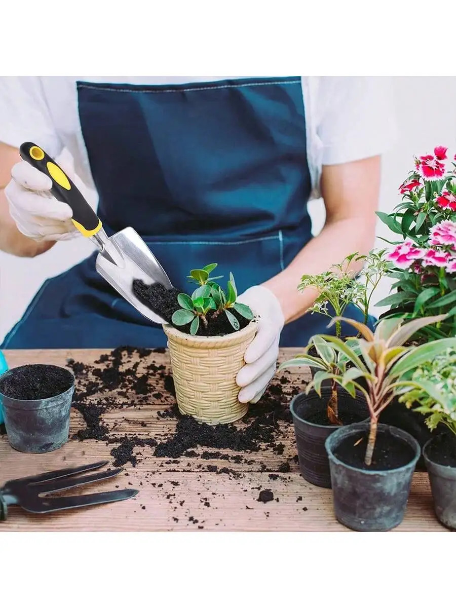 1pc/ Stainless Steel Gardening Shovel With Rubber Anti Slip Handle for Planting