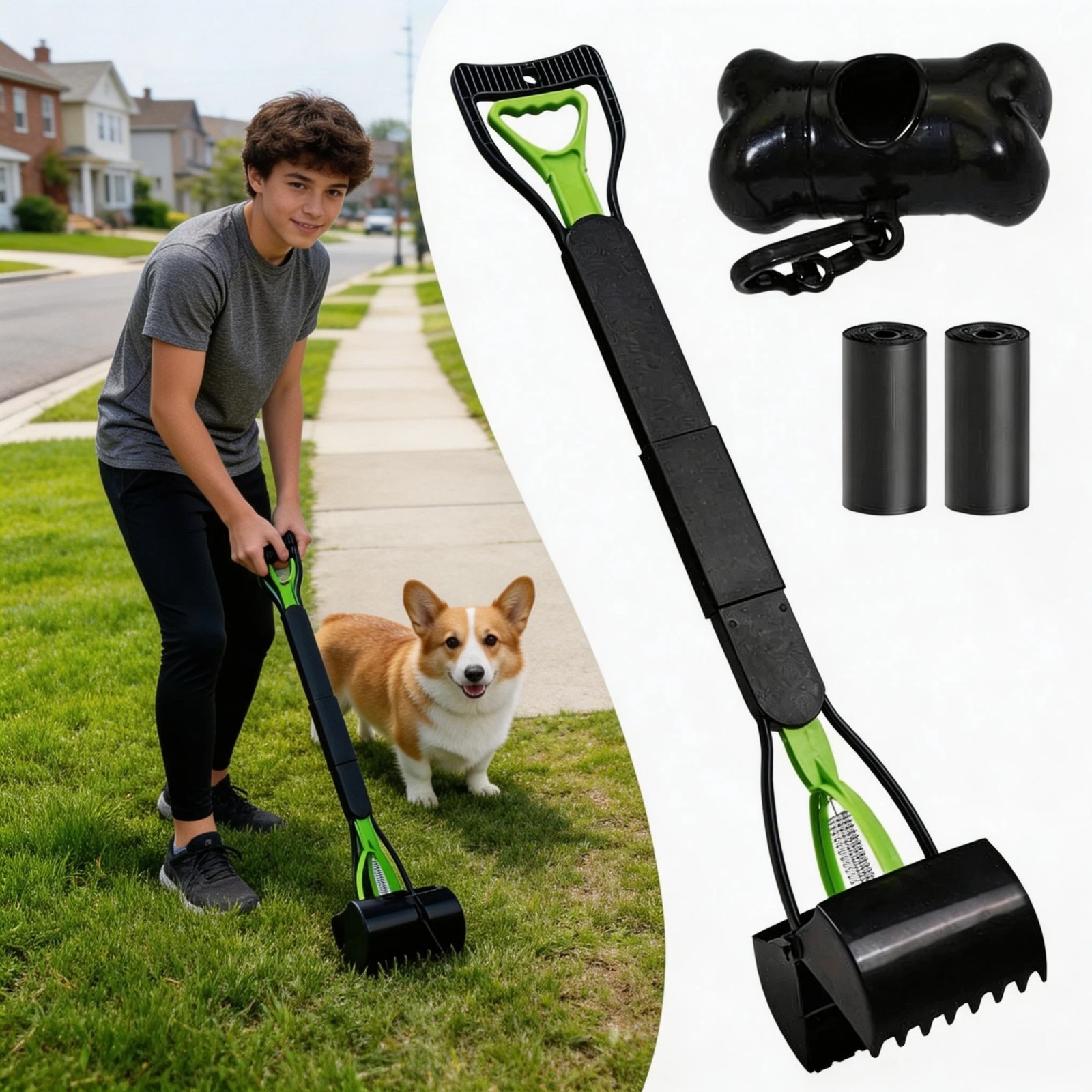 Heavy Duty Dog Pooper Scooper Long Handle Pet Waste Picker for Lawn Yard
