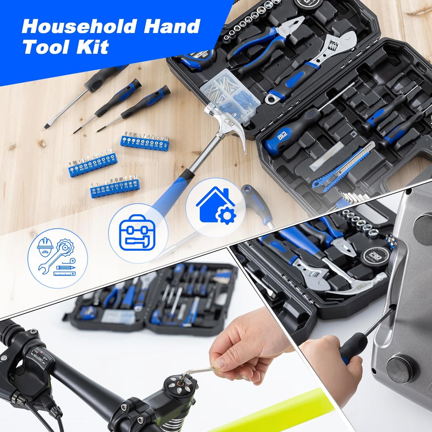 179Pcs Household Hand Tool Kit Portable Storage Box For Garage Dorm Use