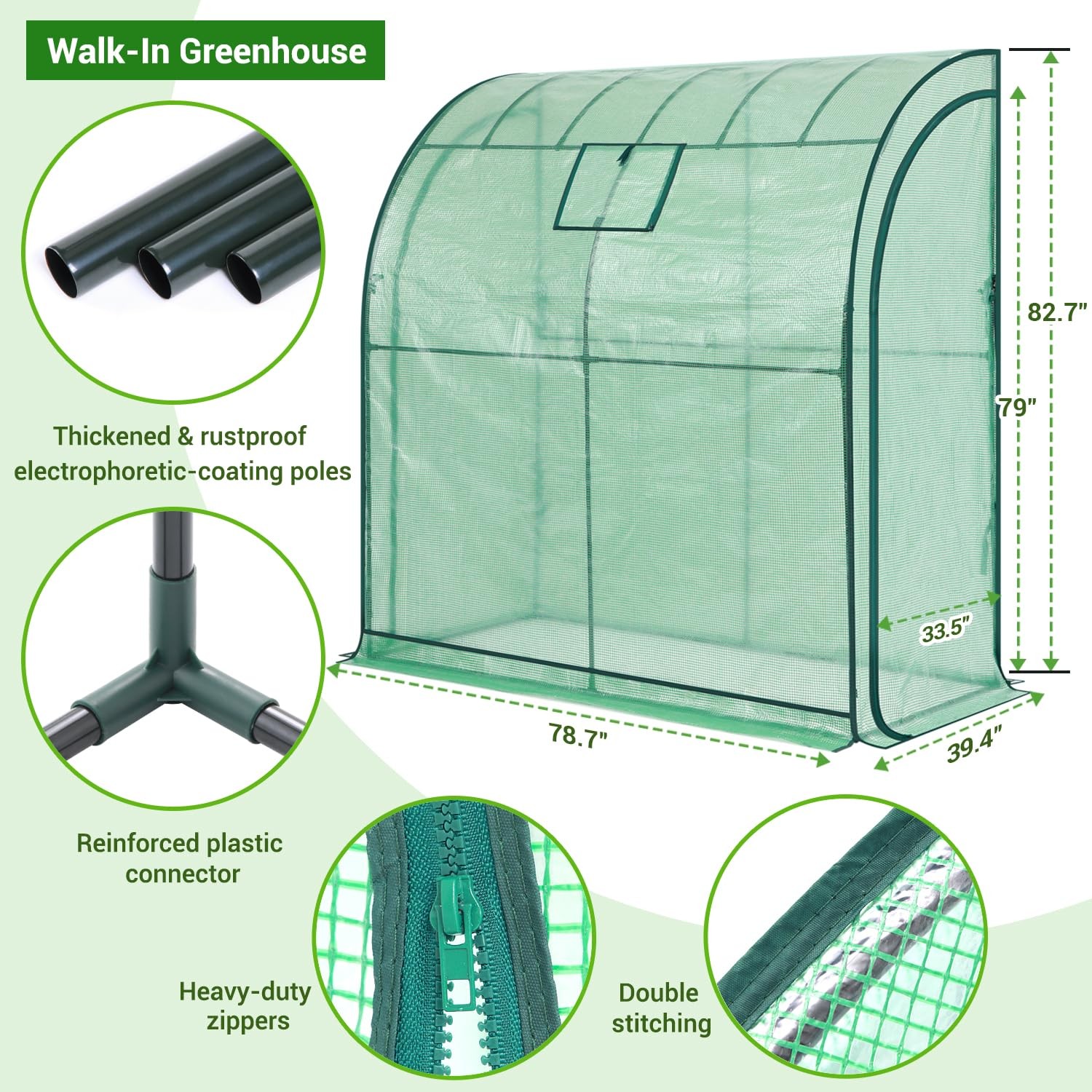 Lean-To 3-Tier Shelves Ohuhu Portable Walk-In Wall Mounted Green House Mesh