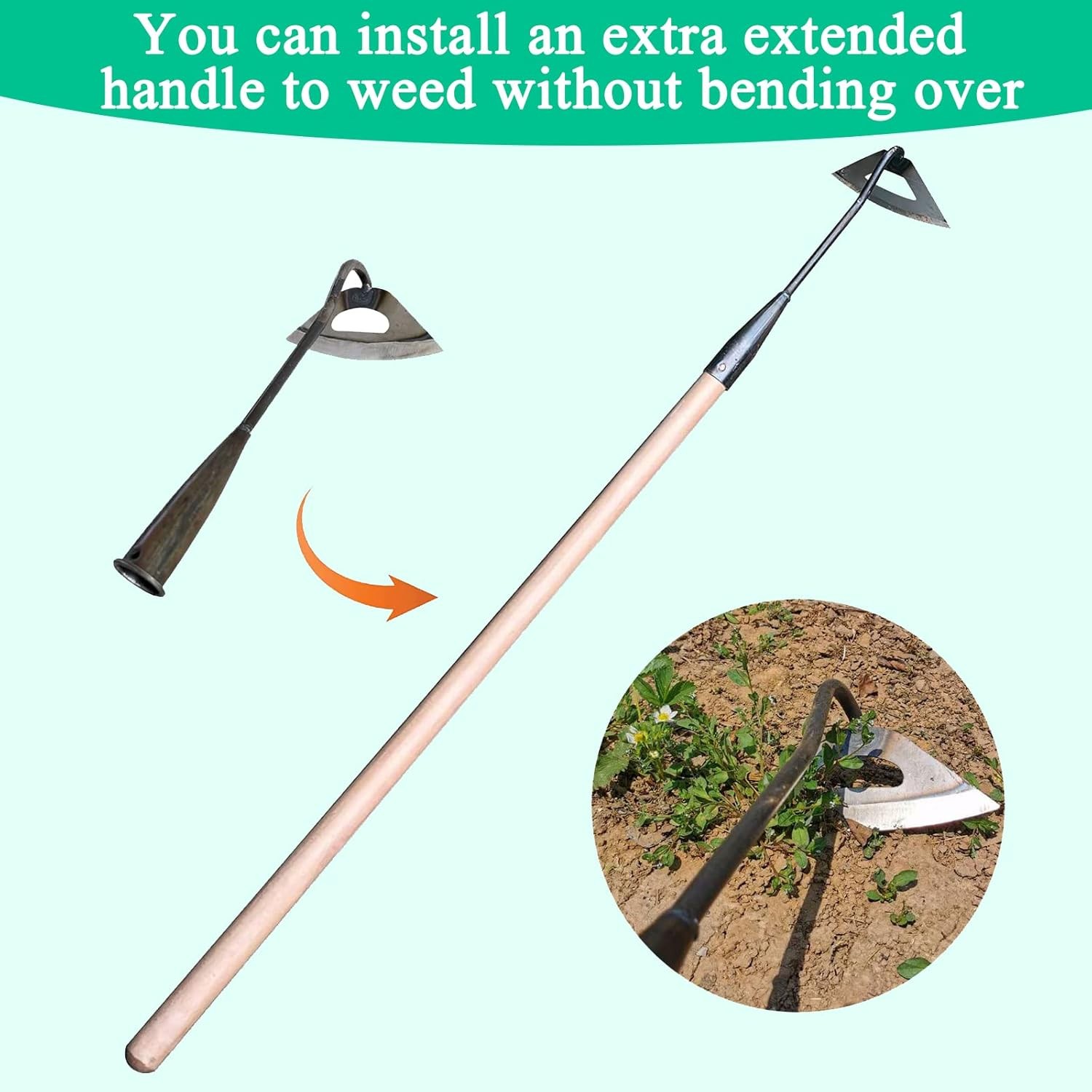Garden Hoe All-Steel Hardened Hollow Hoe Sharp Durable Garden Weeding Tools