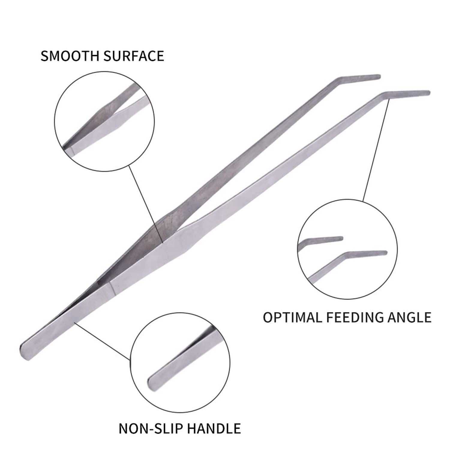Extra Long Handle Aquarium Tweezers Serving Tongs Feed clamp,2 Pack Stainless…
