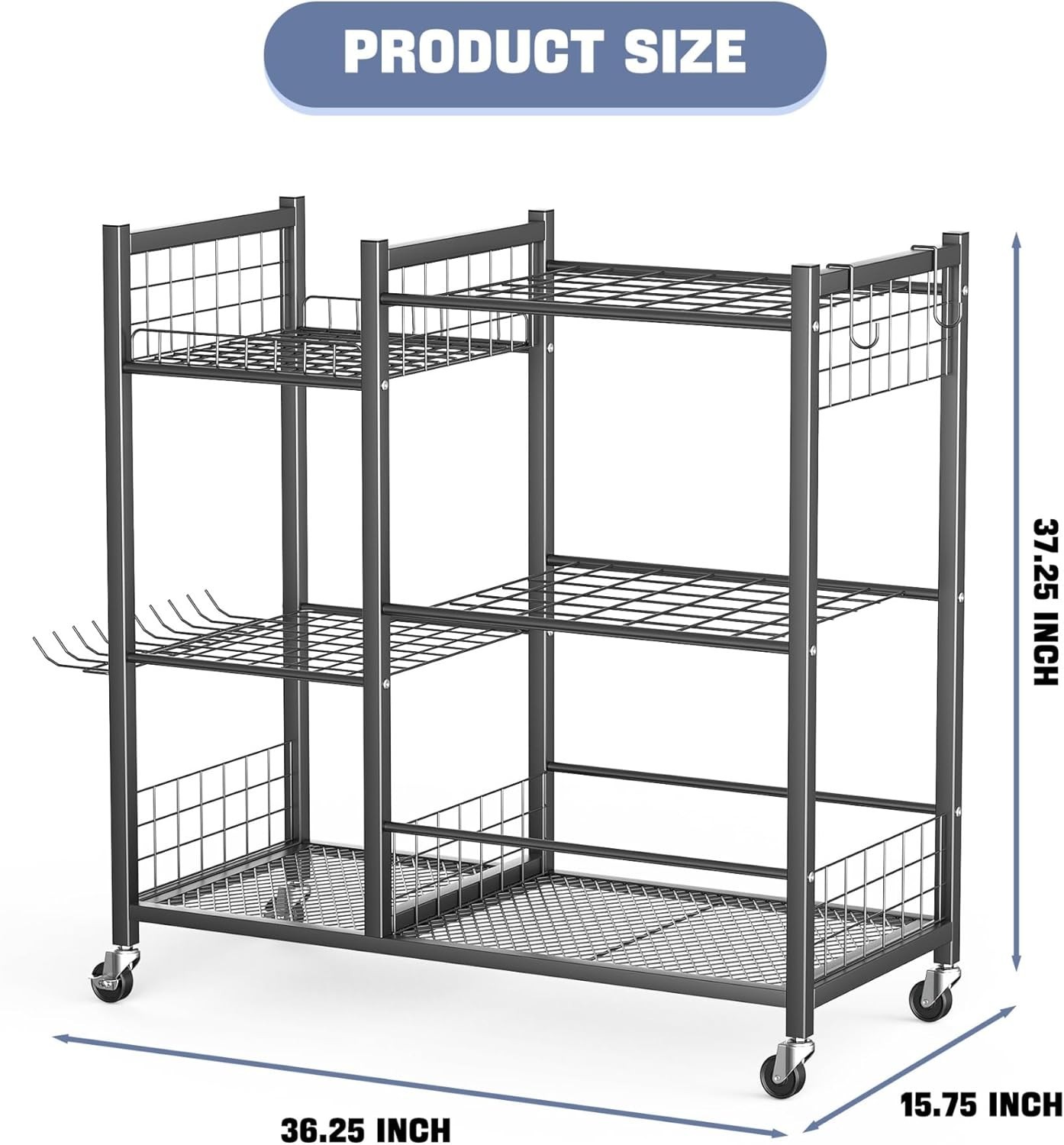 Large Garden Tool Organizer with Wheels for Garage, Rakes/Shovels/Yard Tools …