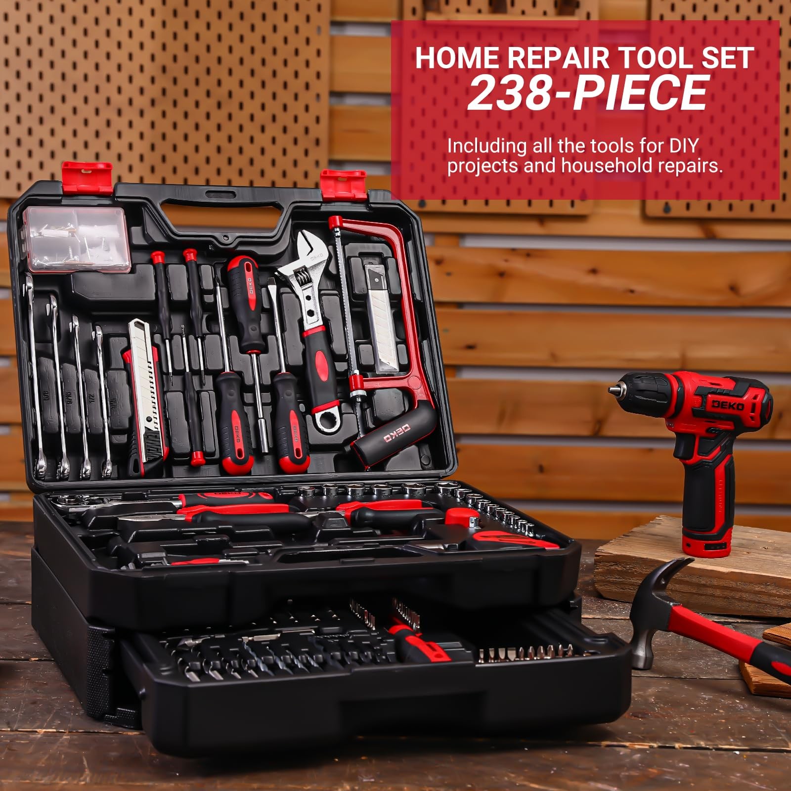 Dekopro Drill Tool Settool Kit 12V Power Cordless Drill Hand Repair Tools Drill