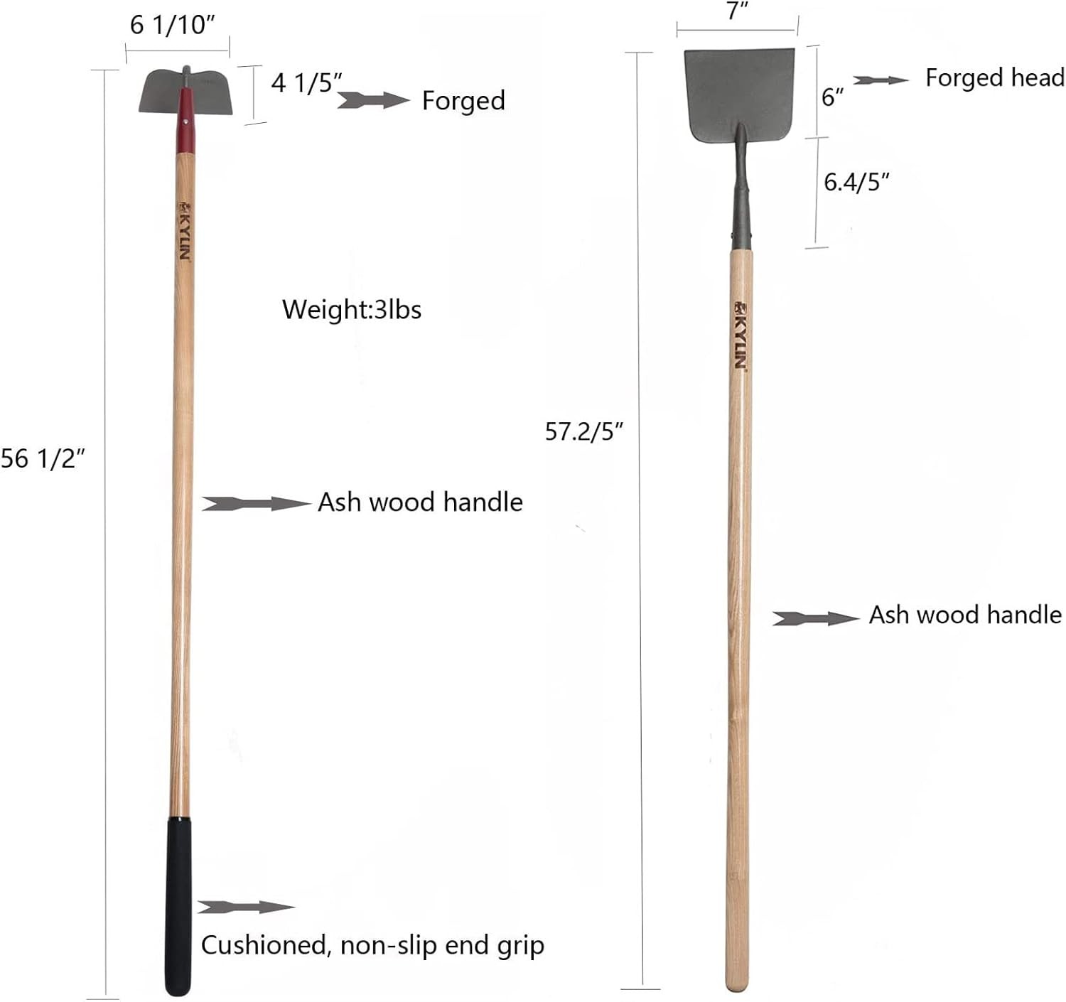 Landscaping Shovel Rake Tools Set Heavy Duty Yard Digging Shovels Garden Hoe Lon