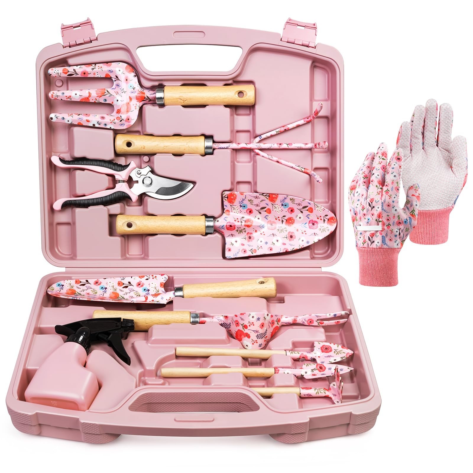 12-Piece Floral Gardening Tools Set – Rust-Proof Trowel, Rake, Weeder & Pruner –