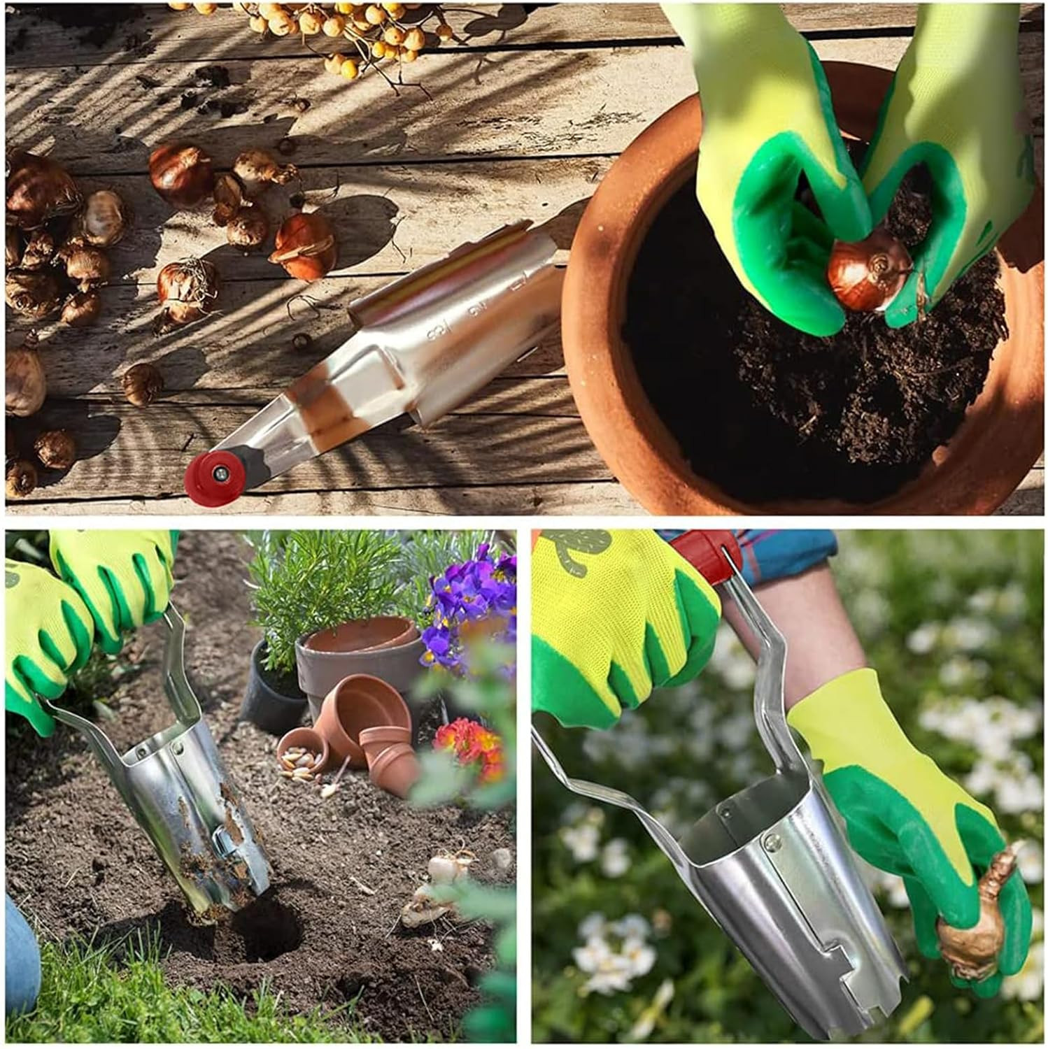 Bulb Planter with Depth Markers – Automatic Soil Releasing Seed Bulb Transplante
