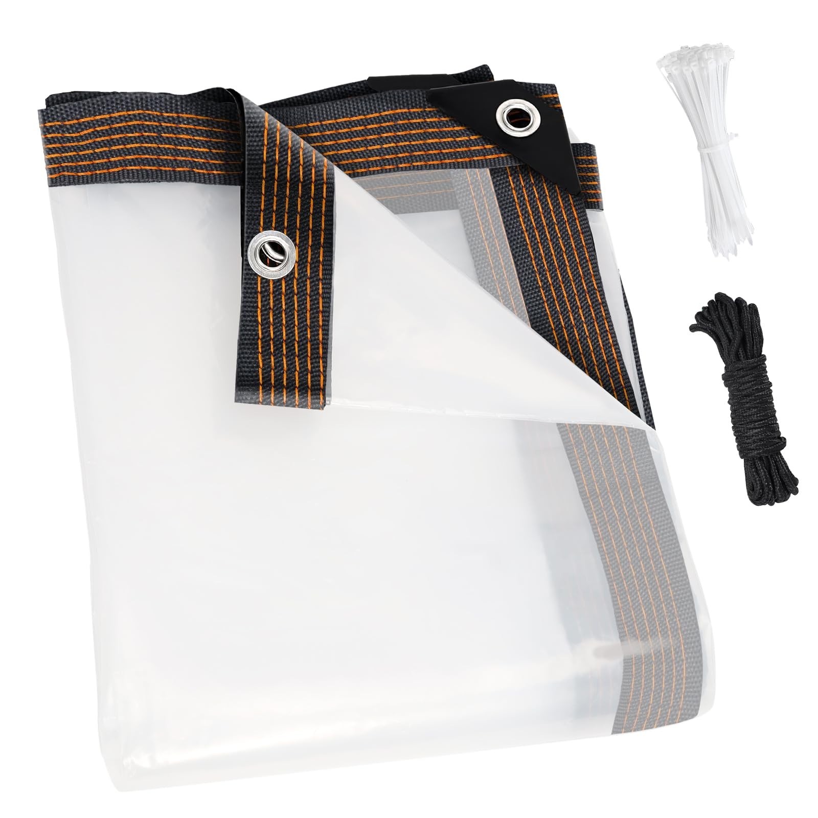 ZYP 2PCS 8x10ft Heavy Duty Clear Waterproof Tarps Outdoor Garden Rainproof Co…