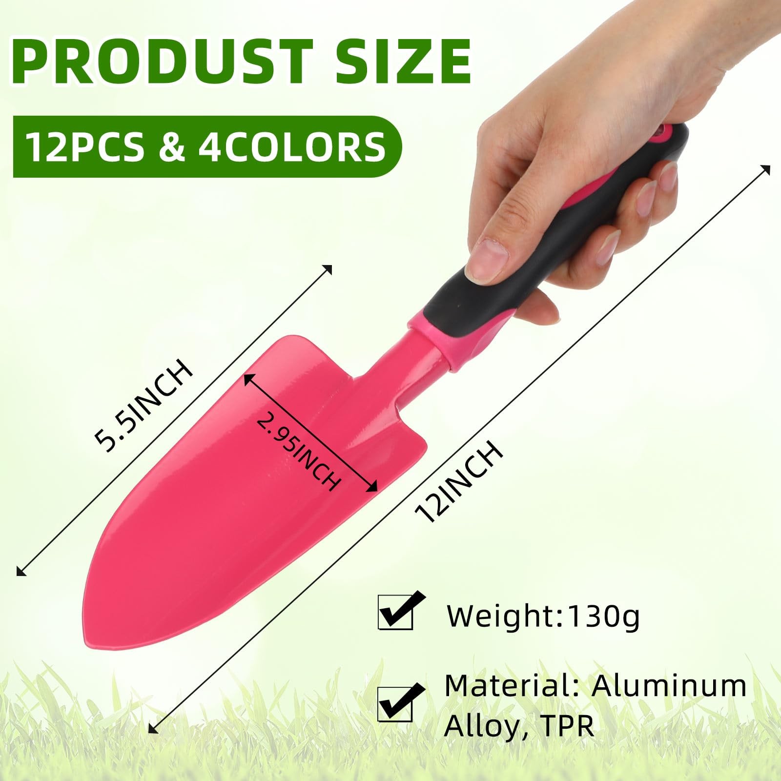 12 Pcs Heavy Duty Garden Shovels with Soft Handle for Lawn Planting Tools